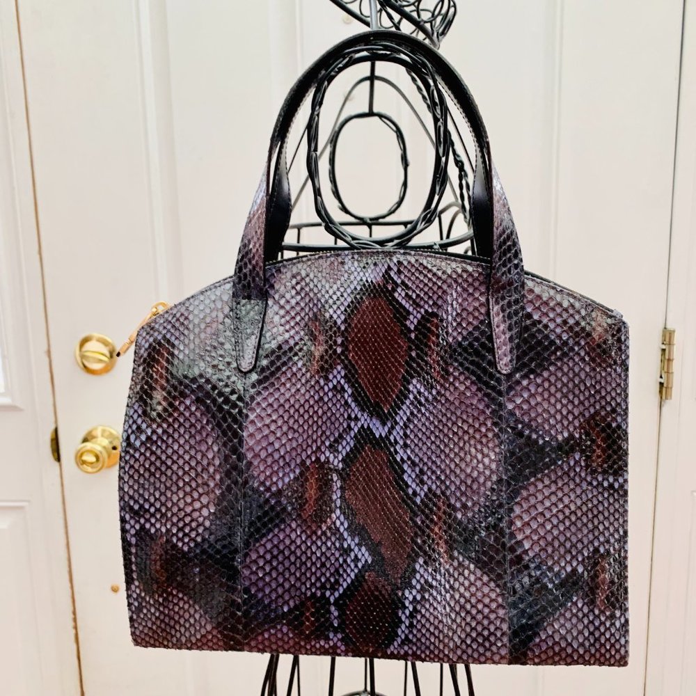 GUCCI VINTAGE EXOTIC PYTHON HANDLE BAG WITH DUST BAG MADE IN ITALY - Picture 13 of 16